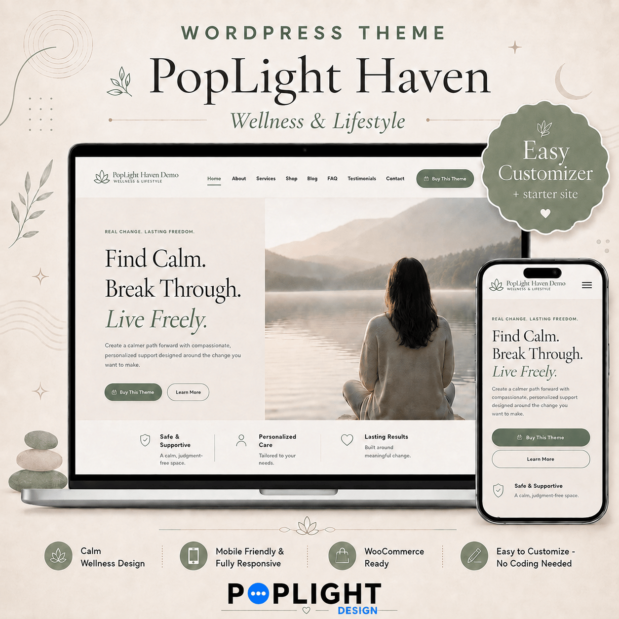 PopLight Haven - Wellness & Lifestyle WordPress Theme
